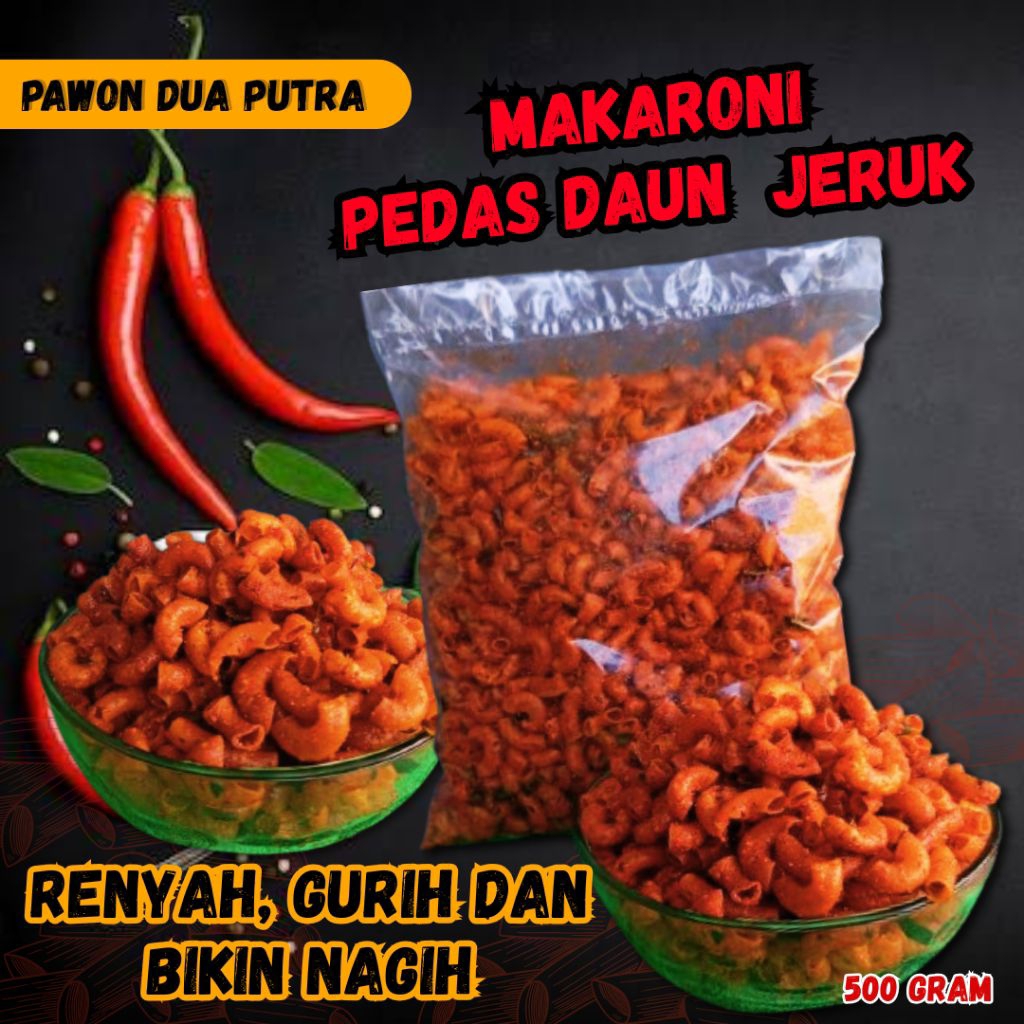 

Makaroni Pedas Daun Jeruk - Cemilan Makaroni Pedas Gurih 1/2 Kg