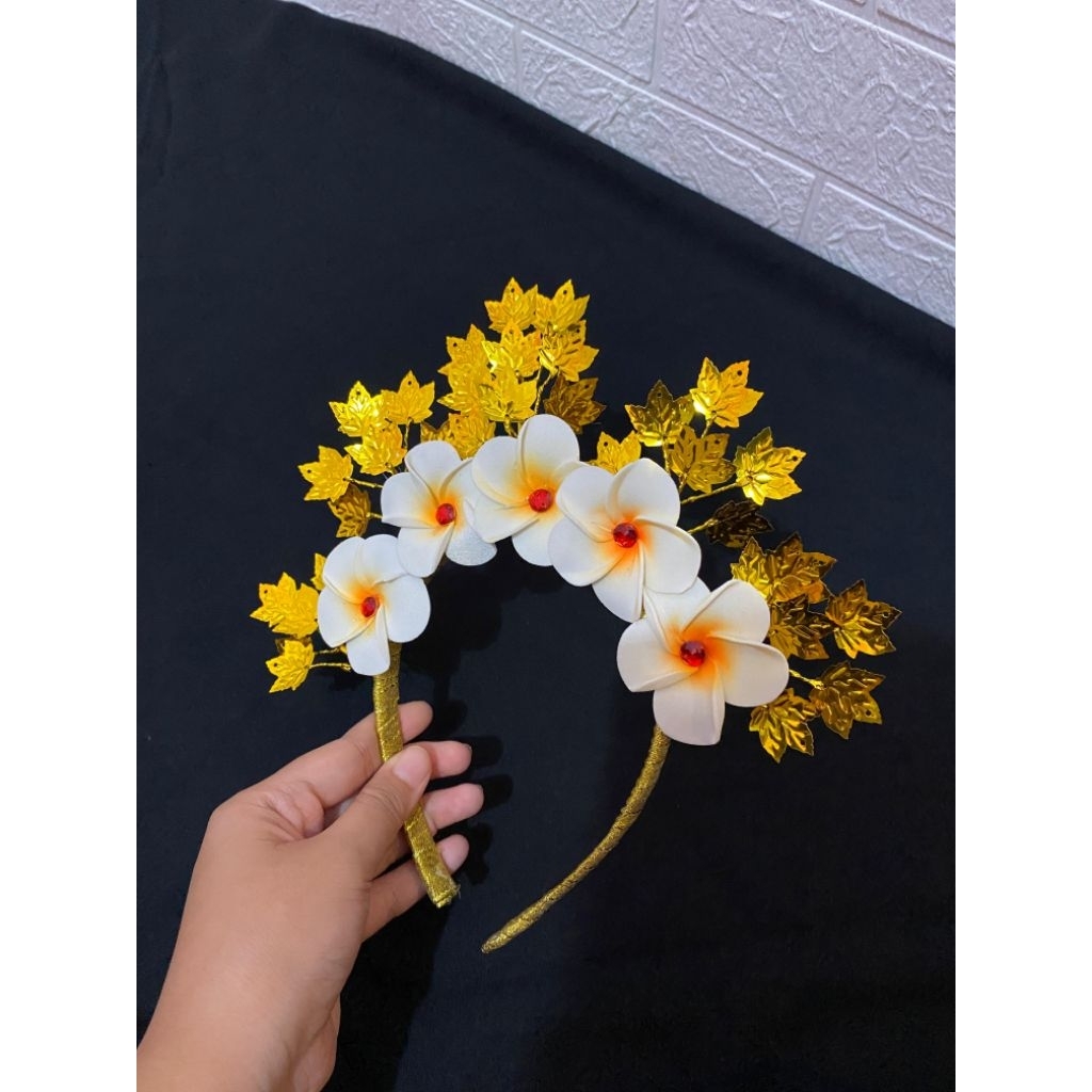 Sumberr Warasss Terlaris Mahkota Bando Kamboja Adat Bali Kombinasi Merah