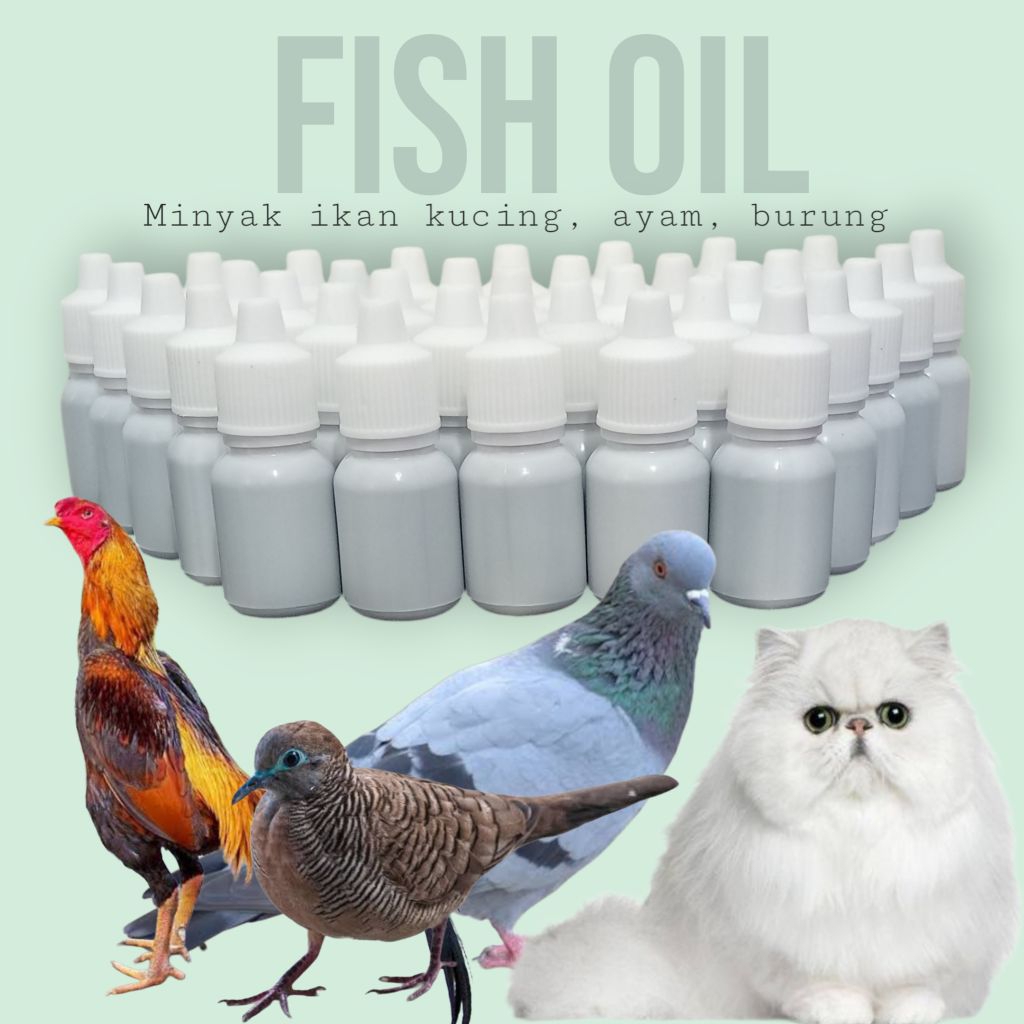 SUPLEMENT MINYAK IKAN SALMON MURNI FISH OIL 10ML omega++ baik untuk kucing burung ayam pengingat imu