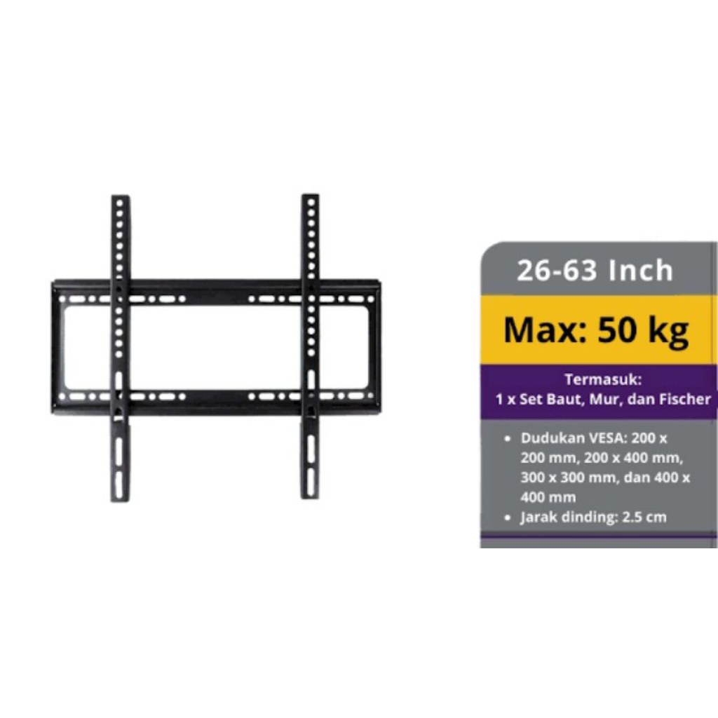 BRAKET TV BESAR MODEL FLAT DATAR UK 32 - 65 INCH