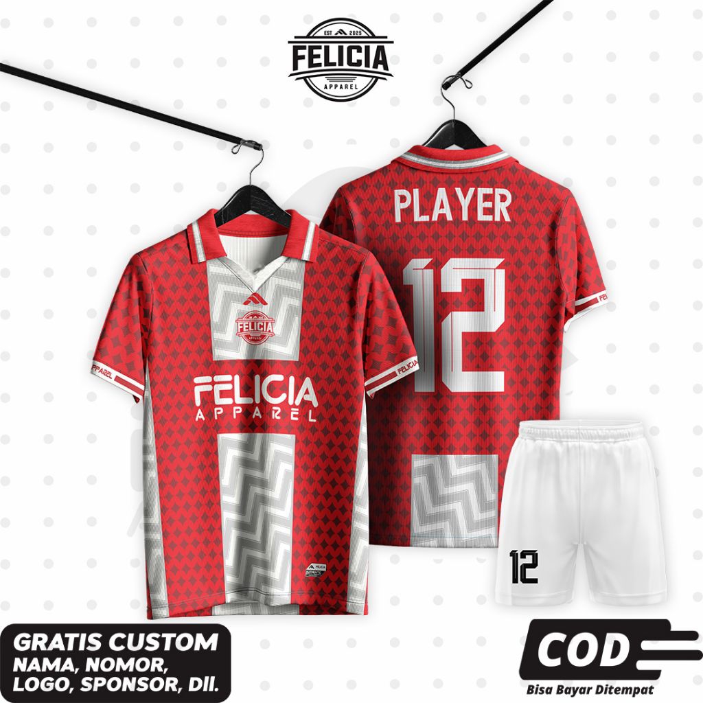 jersey custom full printing / jersey futsal bola / jersey merah putih