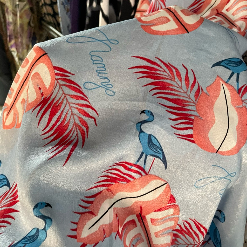 kain santorini silk motif bunga premium - kain santorini silk original - warna hijau tosca - kain sa