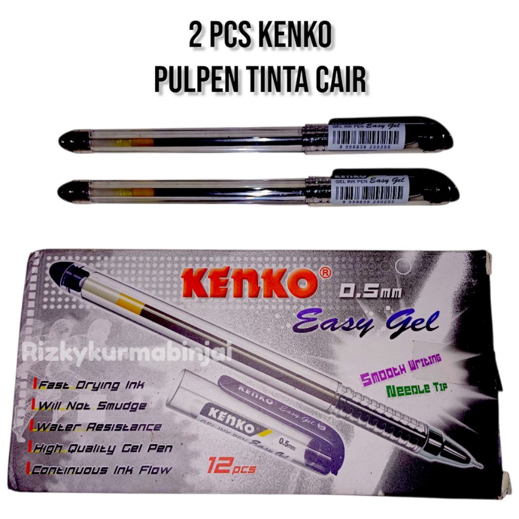 

2PCS KENKO EASY GEL PEN 0.5MM PULPEN TINTA CAIR HITAM