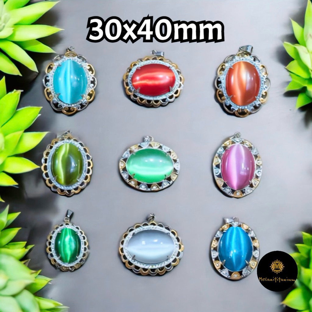 Liontin Batu Mata Kucing Ukuran Besar 30x40mm