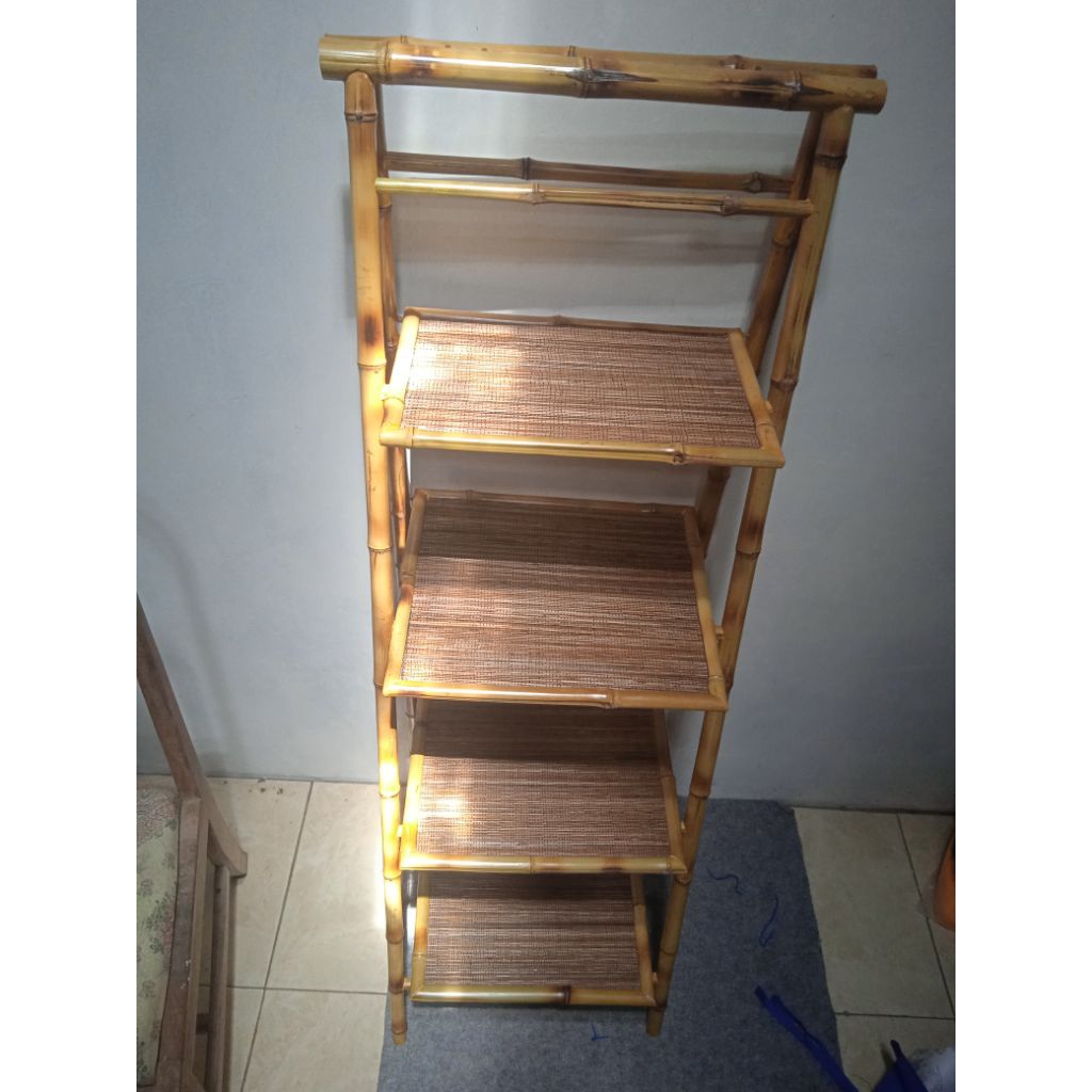 PROMO-Rak Bambu Lipat Serbaguna Susun 4 Step Murah