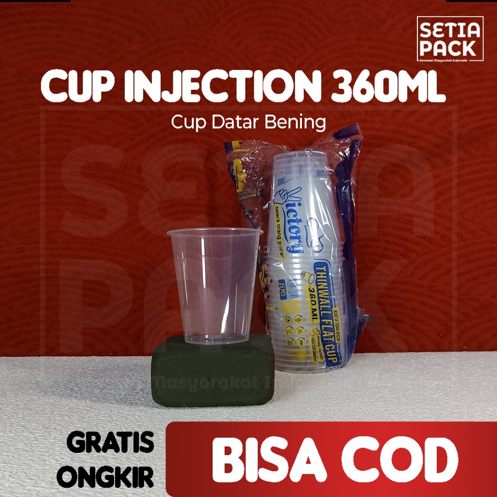 Cup Plastik Injection HALAL Tebal 360ml 12oz