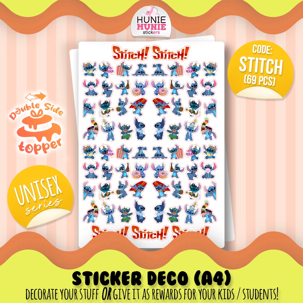 

Sticker Deco - Stitch Lilo Angel - UNISEX SERIES - Stiker Reward Anak Cake Topper - Hunie Munie