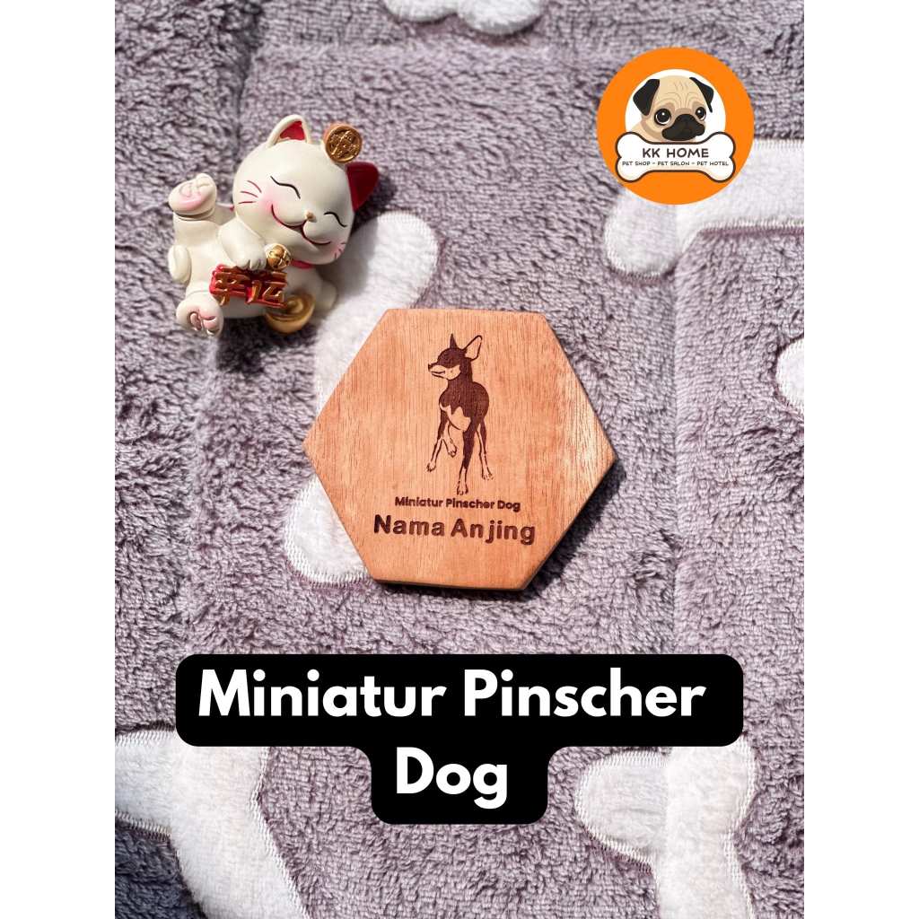 [FREE GRAFIR] Tatakan Gelas Kayu Custom Jenis Anjing Miniatur Pinscher dan Nama 9Cm | Coaster Kayu C