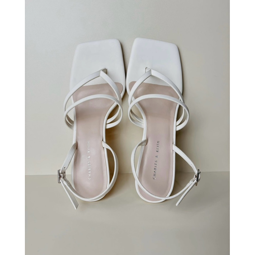 Sling Back Thong Sandals - White charles & keith ori preloved