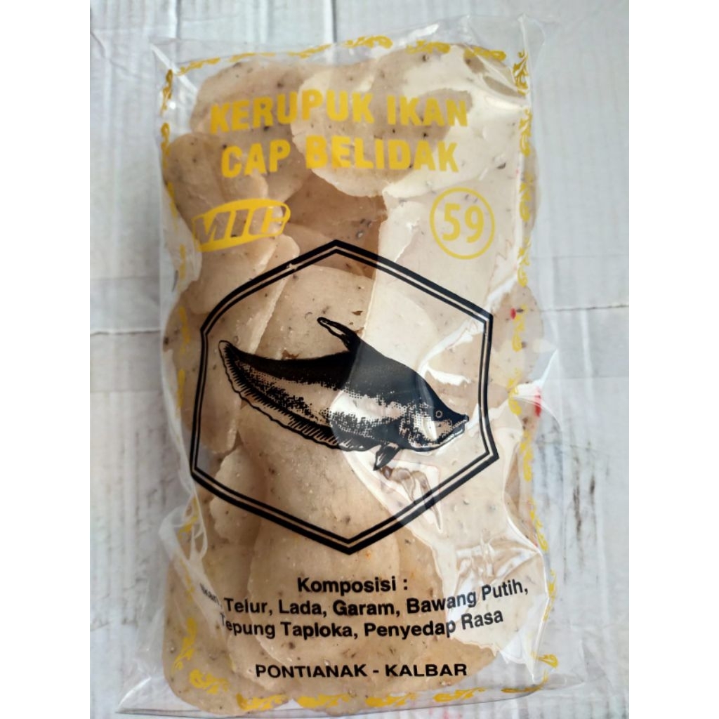 

Kerupuk Ikan Belida Sahang Pontianak / Kerupuk Ikan Cap Belidak / Kerupuk Ikan 59 / Kerupuk Ikan Pipih / Krupuk Ikan Belidak Kalimantan Barat / Oleh Oleh Khas Pontianak / Kerupuk Mentah
