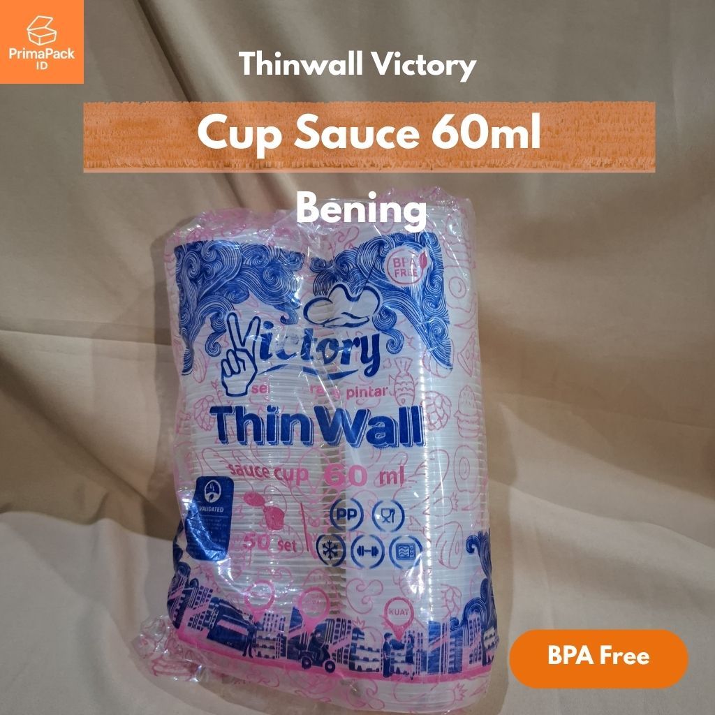 ISI 50 PCS - Thinwall Cup Sauce Merk Victory 60ml Container Saus