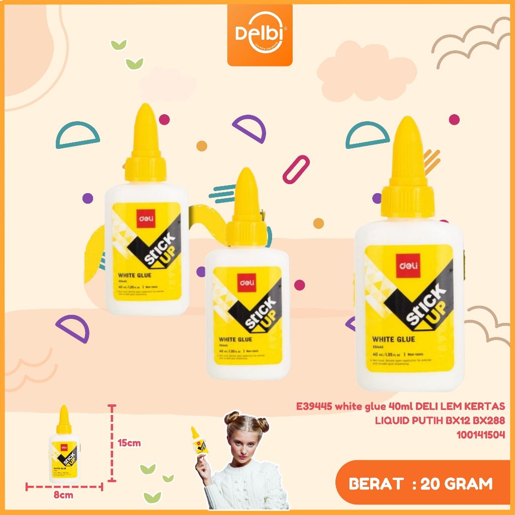 

E39445 white glue 40ml DELI LEM KERTAS LIQUID PUTIH DELI LEM KERTAS LIQUID PUTIH