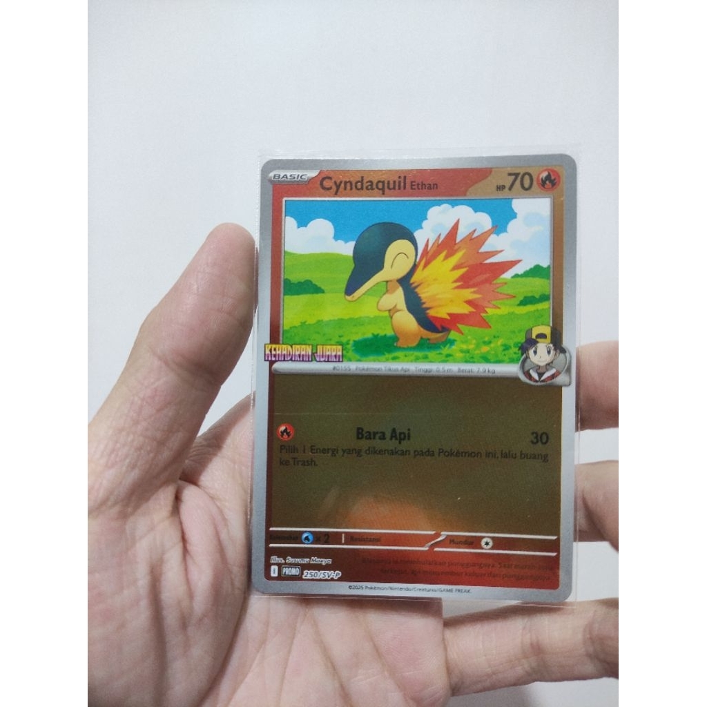 Kartu Pokemon TCG Indonesia Promo kehadiran juara (cyndaquil ethan)