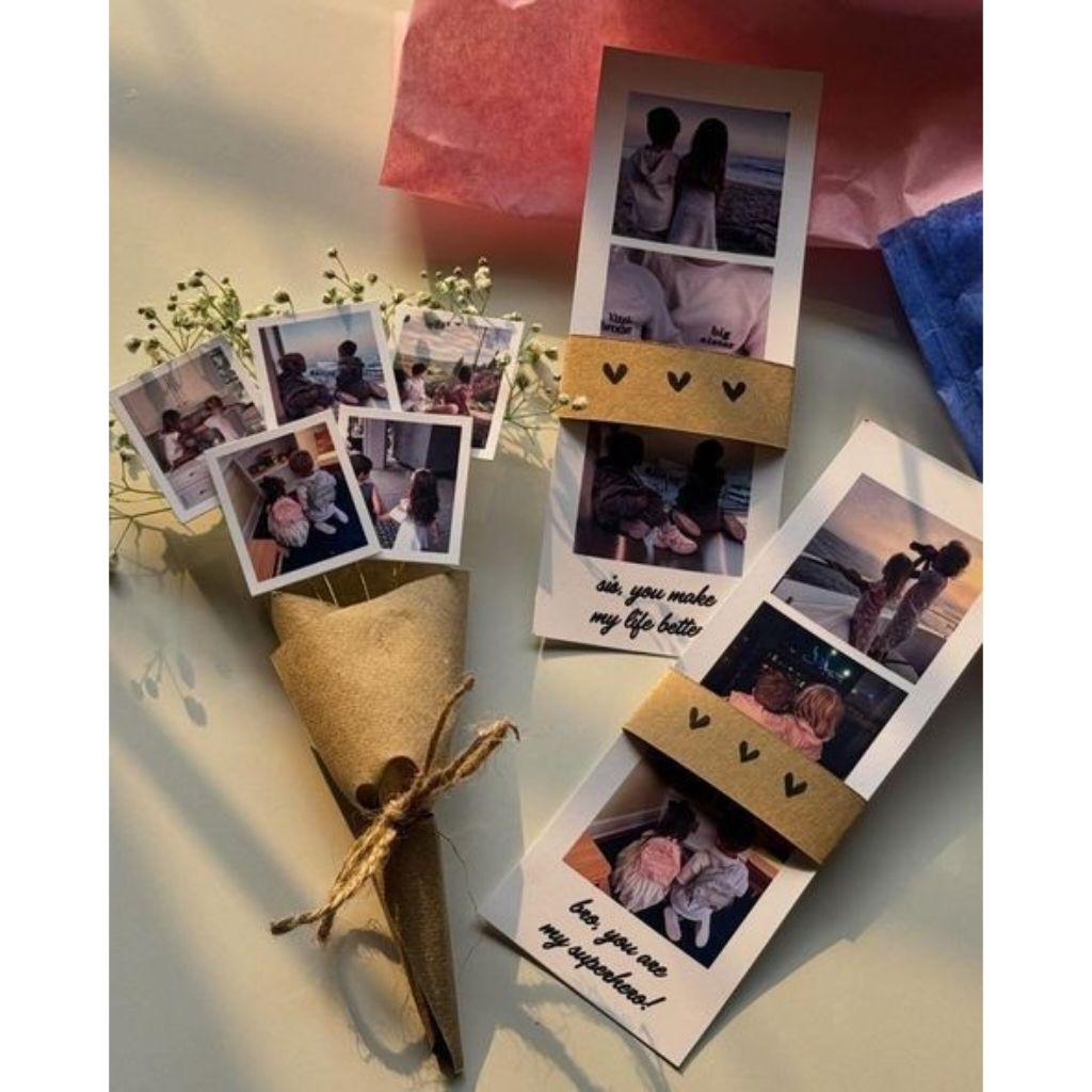 Buket foto polaroid mini, buket custom polaroid mini