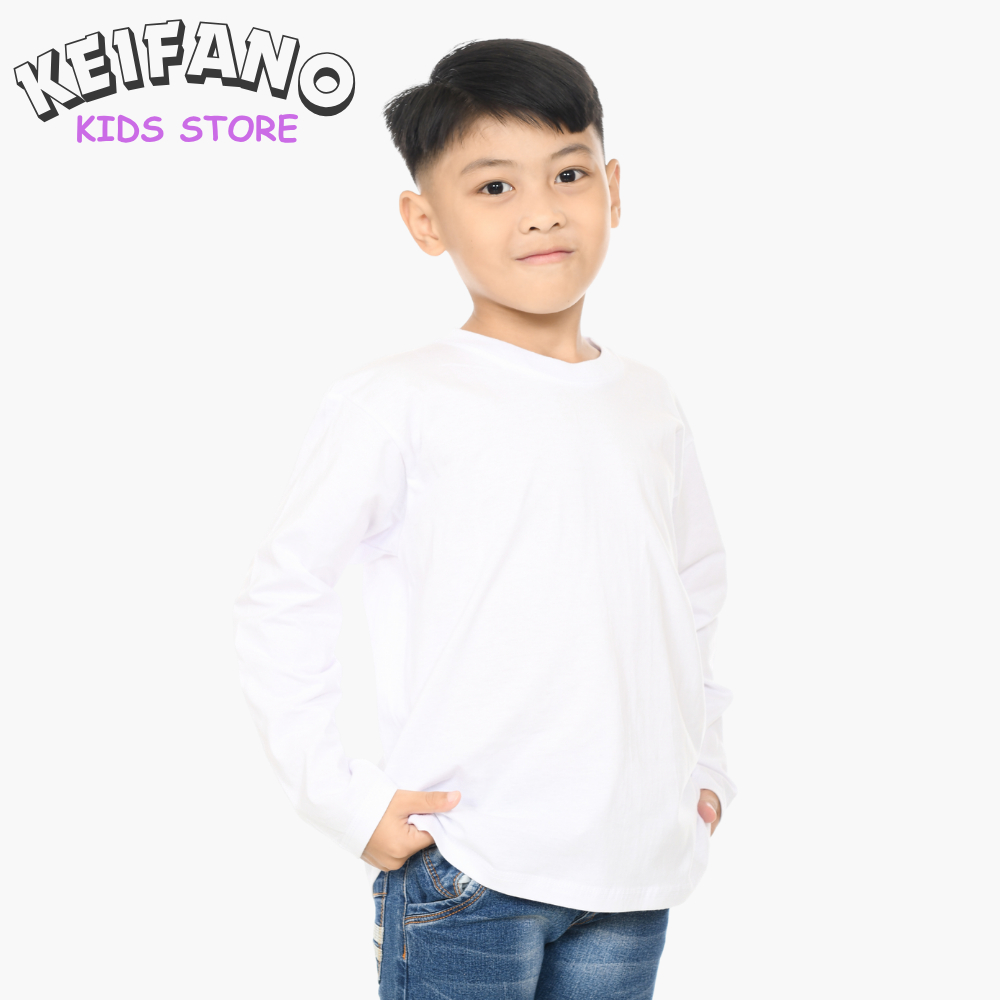 KEIFANO Kaos Panjang Anak Putih Distro Laki-Laki Prempuan
