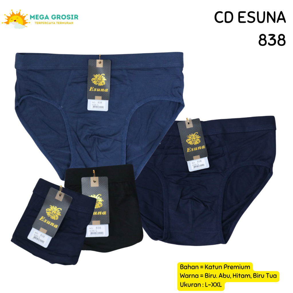 ISI 3 / CD Pria Esuna 838 ukuran L-XXL - Celana Dalam Laki / Pakaian Dalam Pria