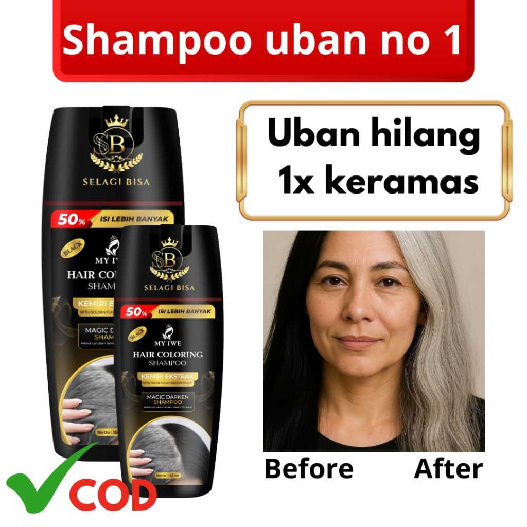 MyIWE Hair Coloring Shampoo My Iwe Penghitam Rambut Putih Penghilang Uban Instant Sampo Anti Uban