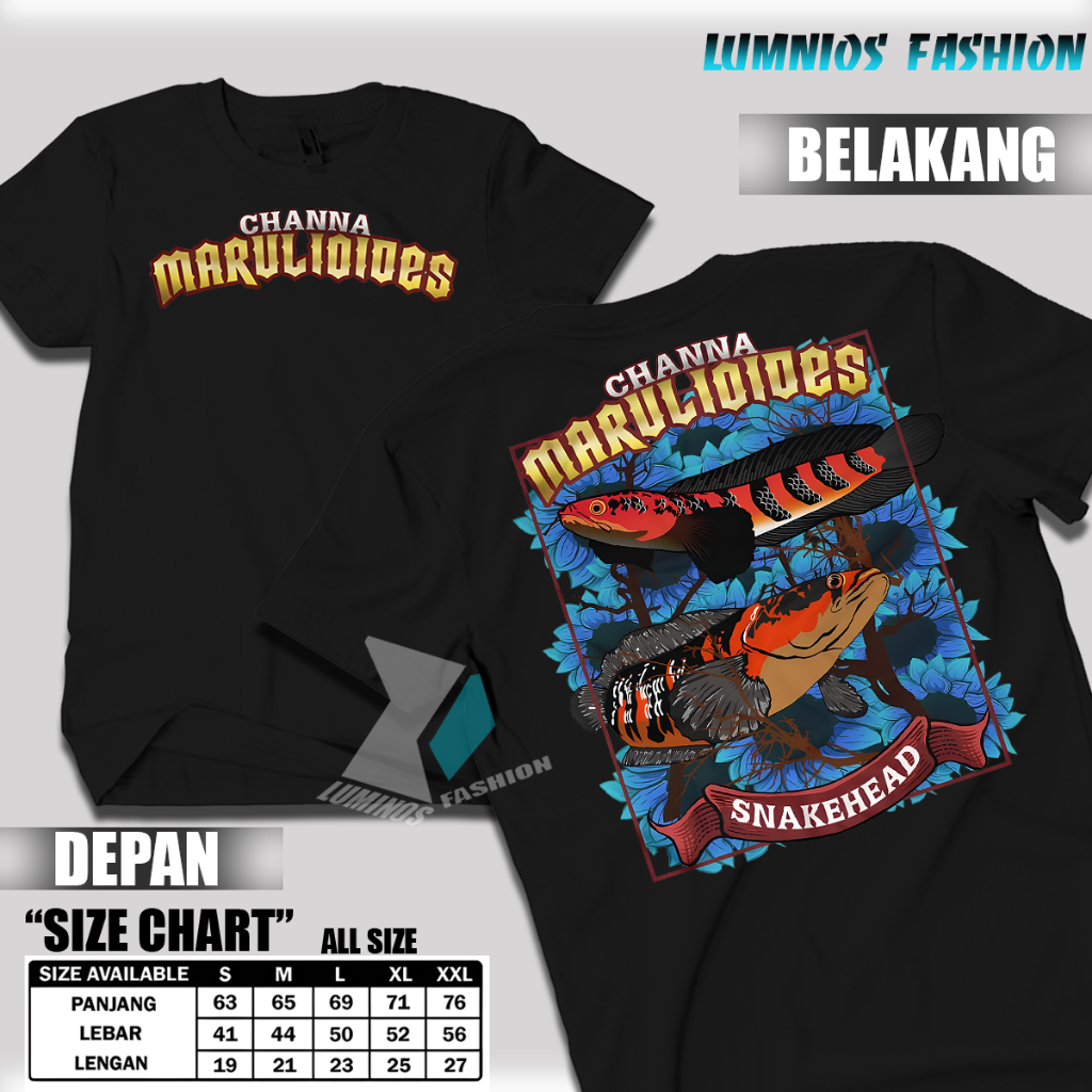 Kaos Ikan Channa Marulioioes Snakehead Tshirt Fish Aquascape Distro Cotton Combed 30s  Bisa Cod 2025