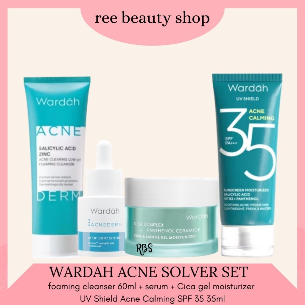 WARDAH Acnederm Paket Acne Solver 1 Set Lengkap | Skincare Wardah Wajah Jerawat