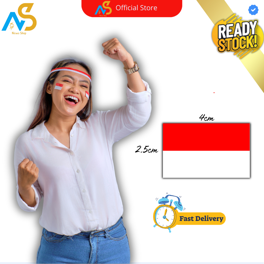 

Louay_Idstore Stiker Merah Putih - Stiker Pipi Bendera 100 Pcs - Stiker 17 Agustus - Sticker Bendera