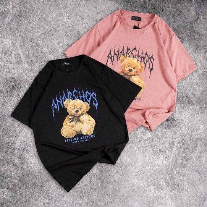 FEELING ANXIOUS TEDDY BEAR GRAPHIC TEE - ATASAN KAOS PENDEK UNISEX SABLON CUSTOM, COMBAT ALL SIZE S-