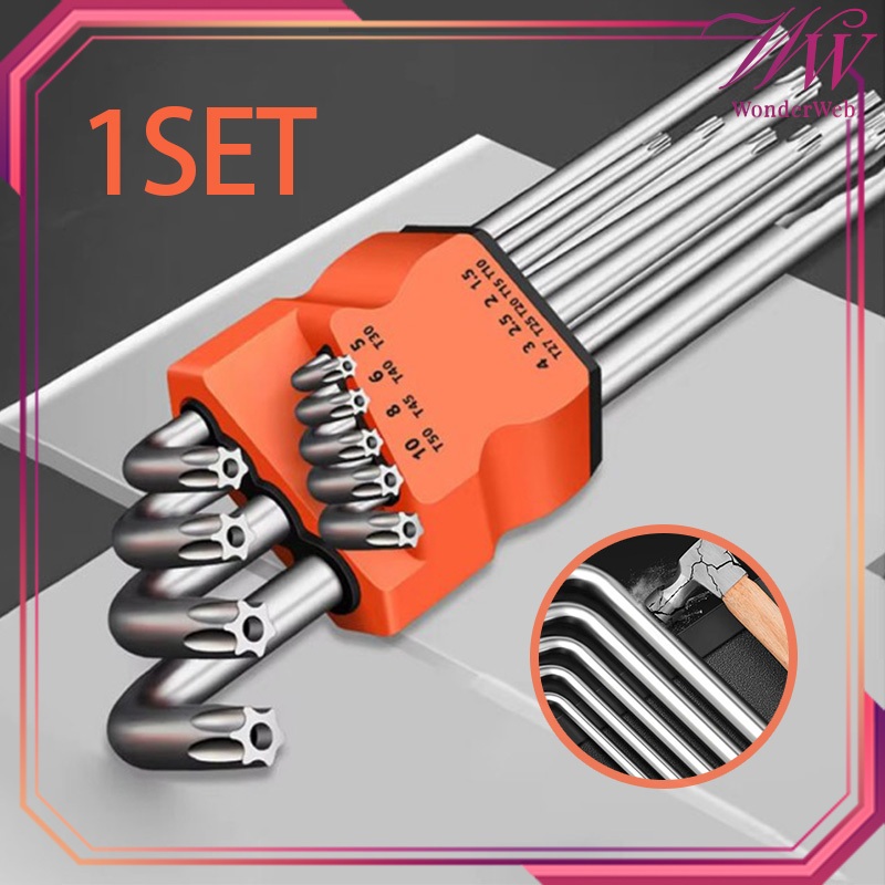 9pcs/Set Kunci L Bintang Torx Kunci L Torx Kunci L Bintang Set Kunci L Kombinasi Bintang