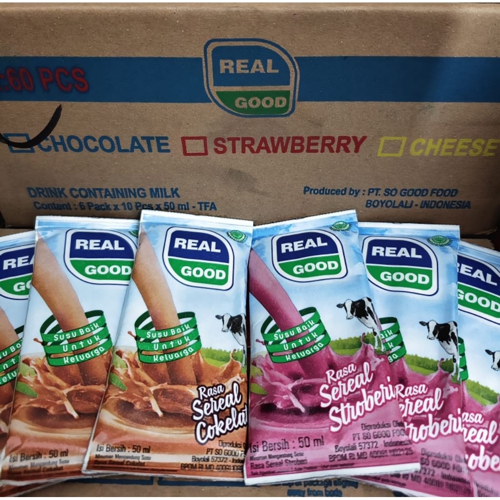 

Susu UHT Real Good Susu Bantal Real Good 50 ml (1 DUS ISI 60 PCS)