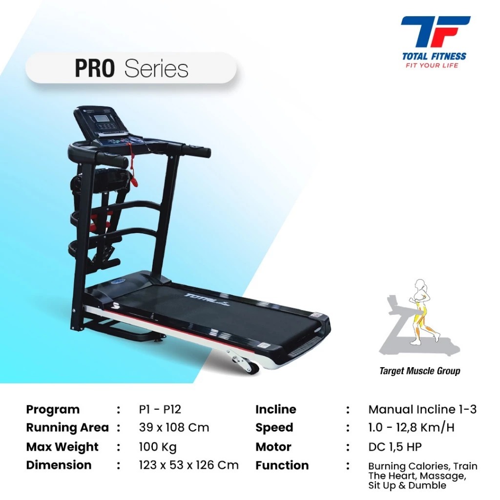 Total TL-607 Treadmill Elektrik Lipat Hitam