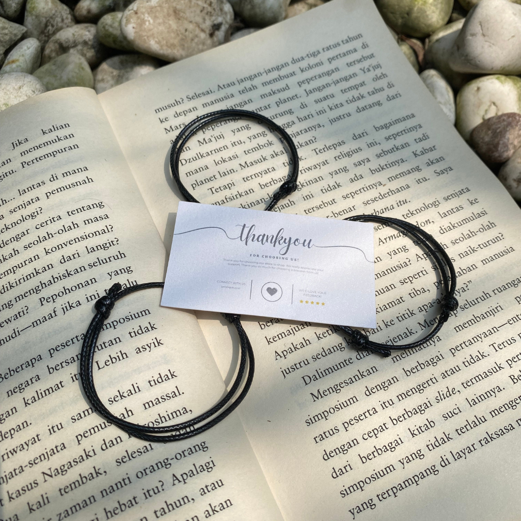 Gelang Pria Wanita Hitam Tali Korea Waterproof Gelang Trendi Gelang Unisex Gelang Couple Bestie
