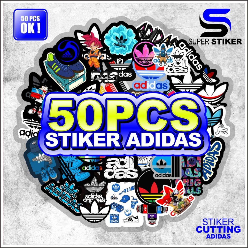 

50 pcs stiker pack adidas stiker sudah terpotong stiker brand aesthetic