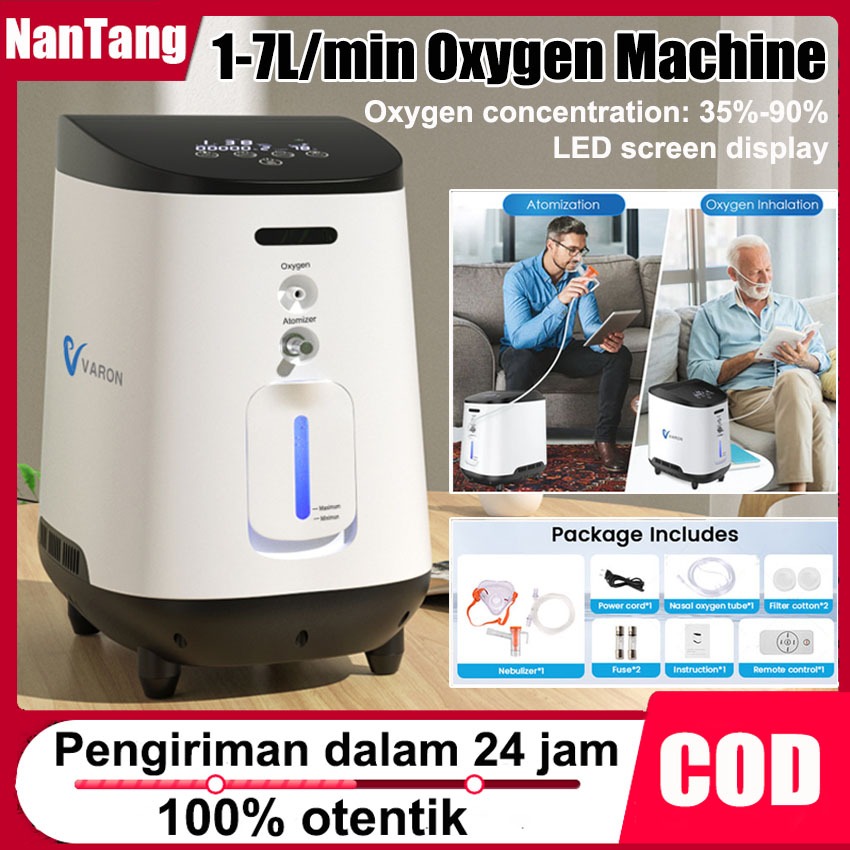 Produk siap stok  Oxygen Concentrator, 1-7L/min Adjustable Portable Oxygen Machine for Home and Trav