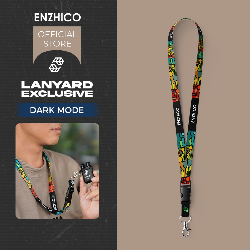 

ENZHICO Lanyard Warna Hitam DARK MODE Tali lanyard tahan lama Tali lanyard Lanyard 2 sisi Lanyard gaul Lanyard Keren