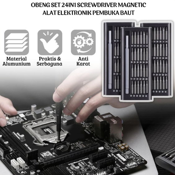 Obeng set 24in1Magnet|Peralatan Reparsasi Elektronik Pembuka Baut Hp Jam Tangan Laptop PC | Perkakas