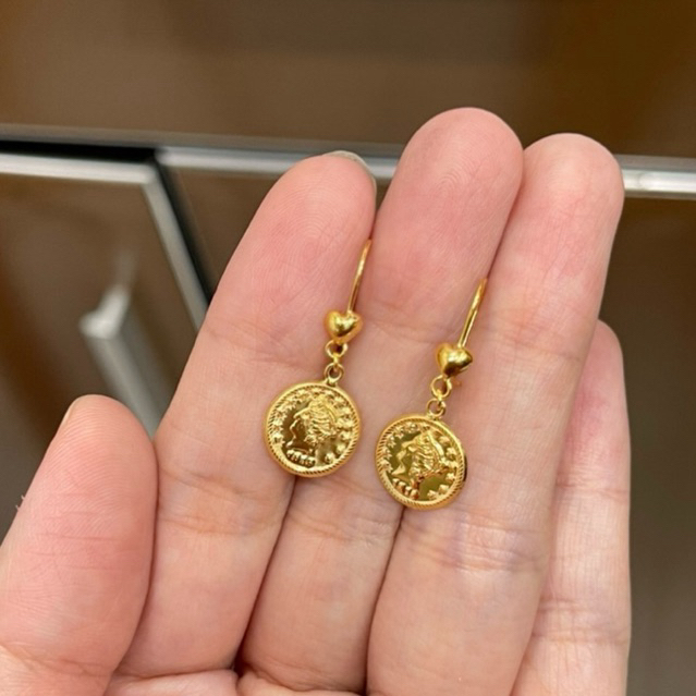 anting koin simple elegant murah emas asli kadar 700 best seller