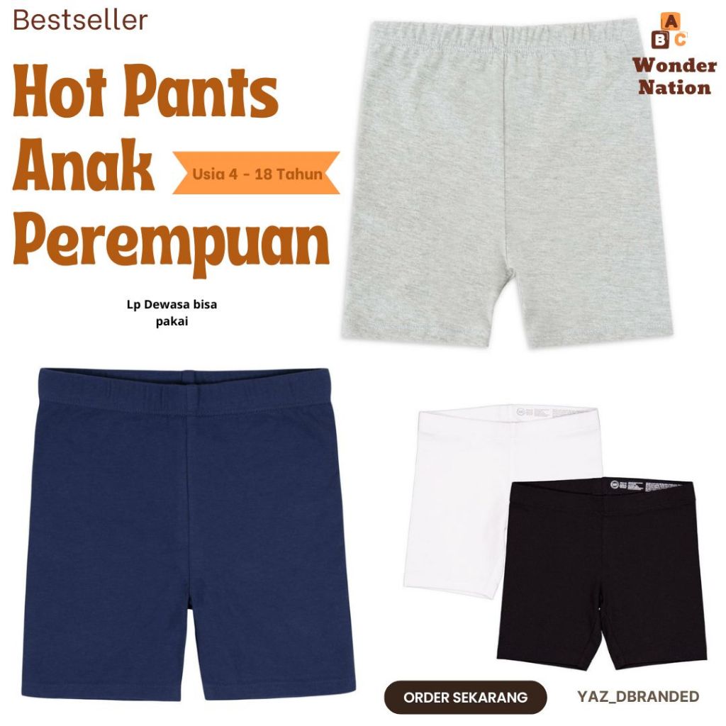 Wonder Nation Hot Pants Anak Perempuan Usia 4 - 18 Tahun