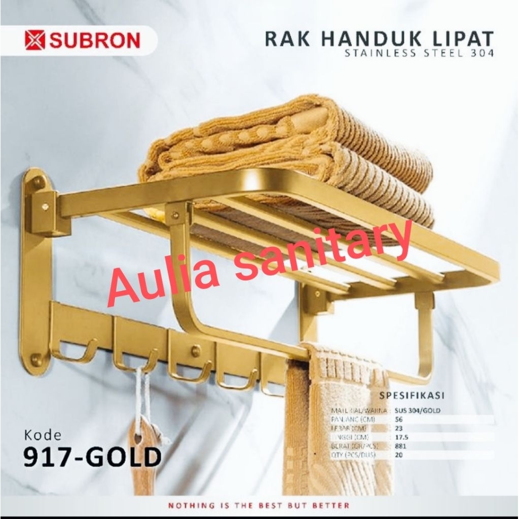 rak gantungan handuk 5 baris stainless gold/ rak handuk kamar mandi gold
