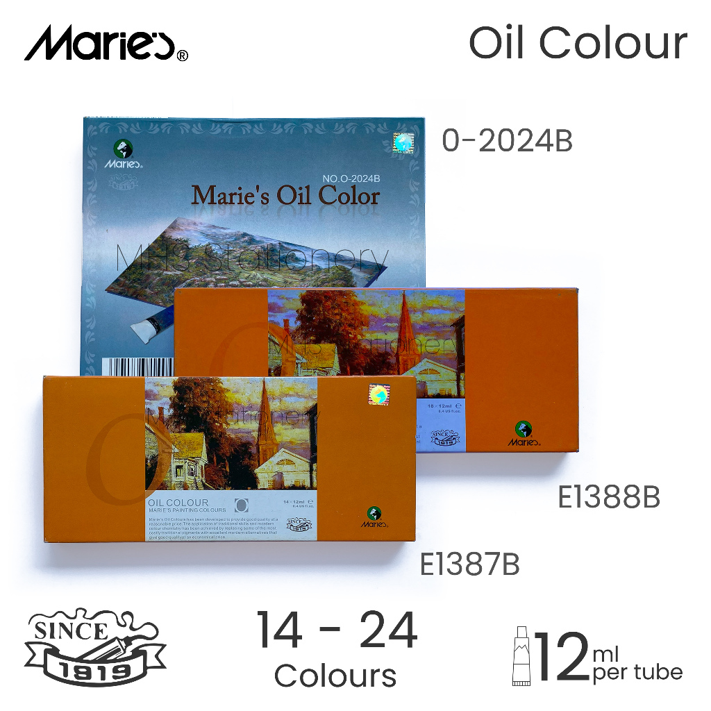 

Marie's Oil Color Cat Minyak Lukisan Berkualitas Tinggi Lengkap E1387B E1388B 2024B Set Warna Maries