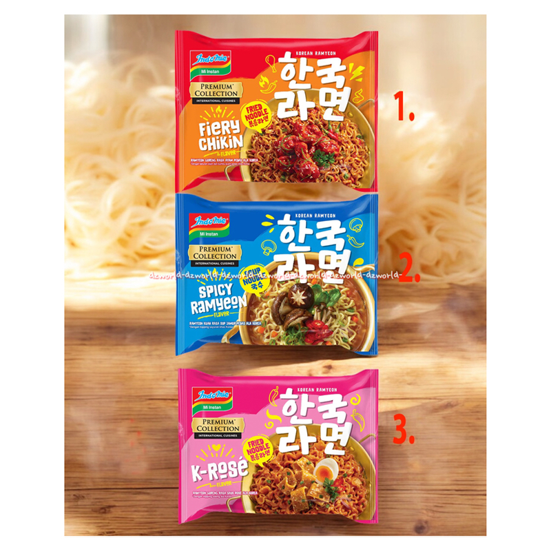 

Indomie 94gr Premium Collection Fiery Chikin Mie Goreng Rasa Ayam Pedas Korea Spicy Ramyeon Mie Kuah Rasa Sup Jamur Pedas K-rose Mie Goreng Rasa Saus Rose