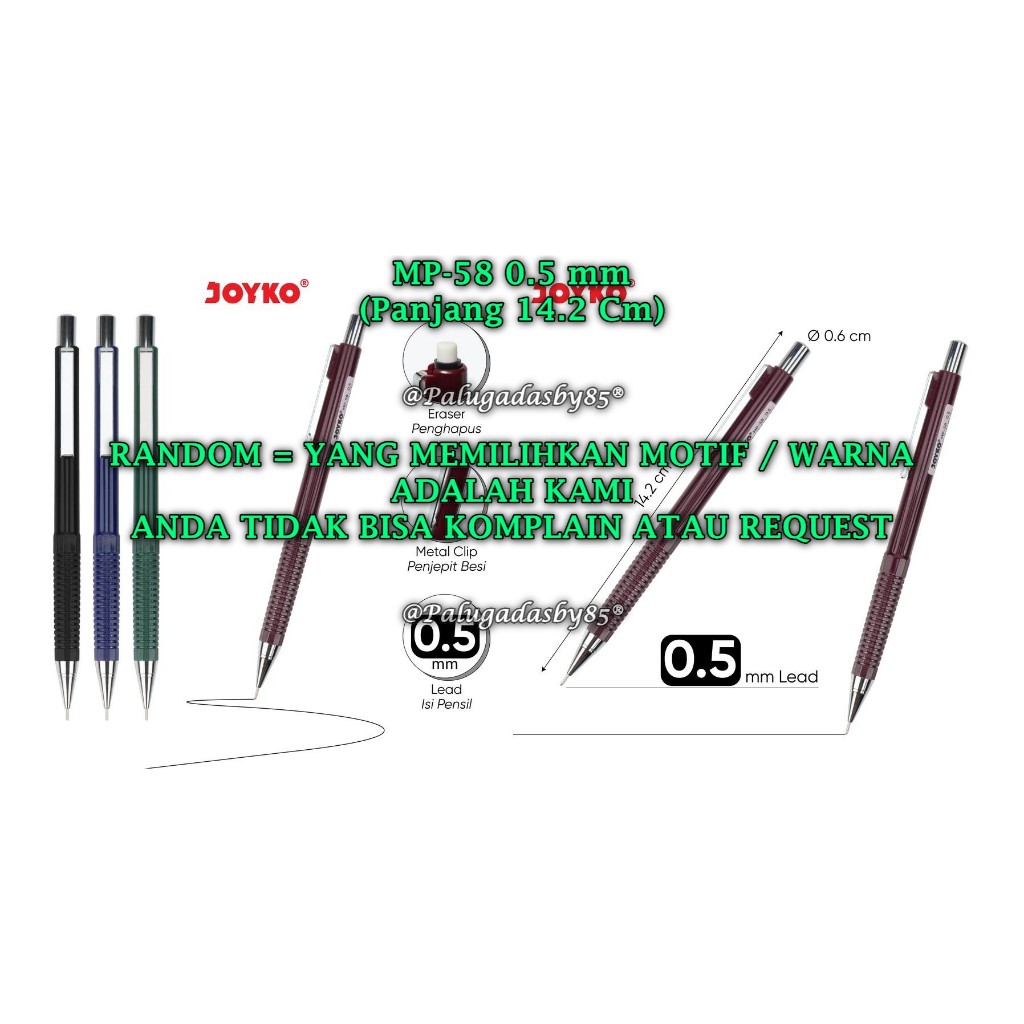 

(1 Biji) GROSIR Pensil Mekanik JOYKO MP-58 0.5 mm / Mechanical Pencil Joyko MP-58 0.5 mm (1 Biji)