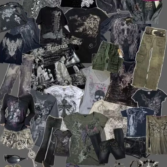 Y2k Graphic acubi fit pinterest cyberpunk skater kids grungecore fairycore vintage 90s gothic skull 
