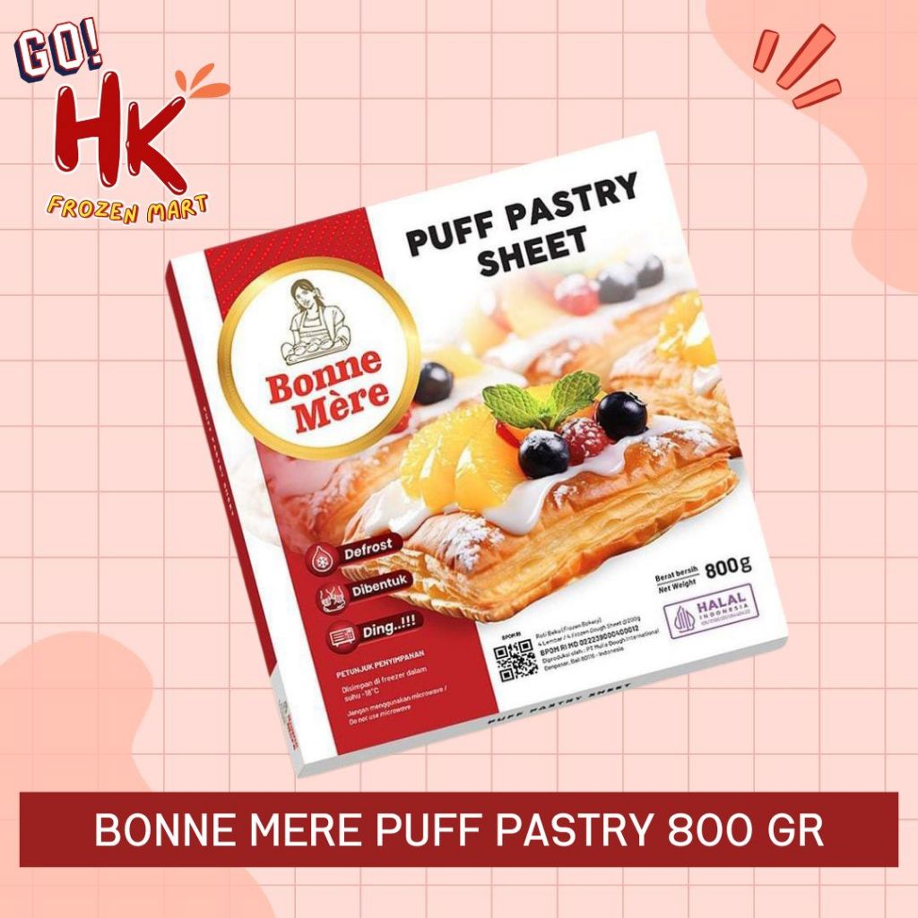 

INSTAN ONLY Bonne Mere Puff Pastry isi 4 lembar 800 gr | baking zuppa soup croisant HK FROZEN MART