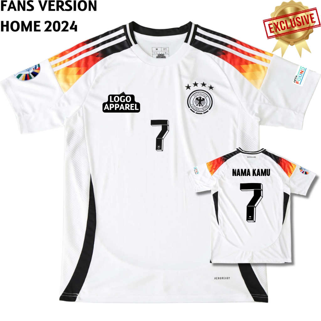 Jersey Jrmn Home 2024 Baju Bola Timnas Negara Grmny Putih Eropa Pasang Custom Sablon Full Patch Euro