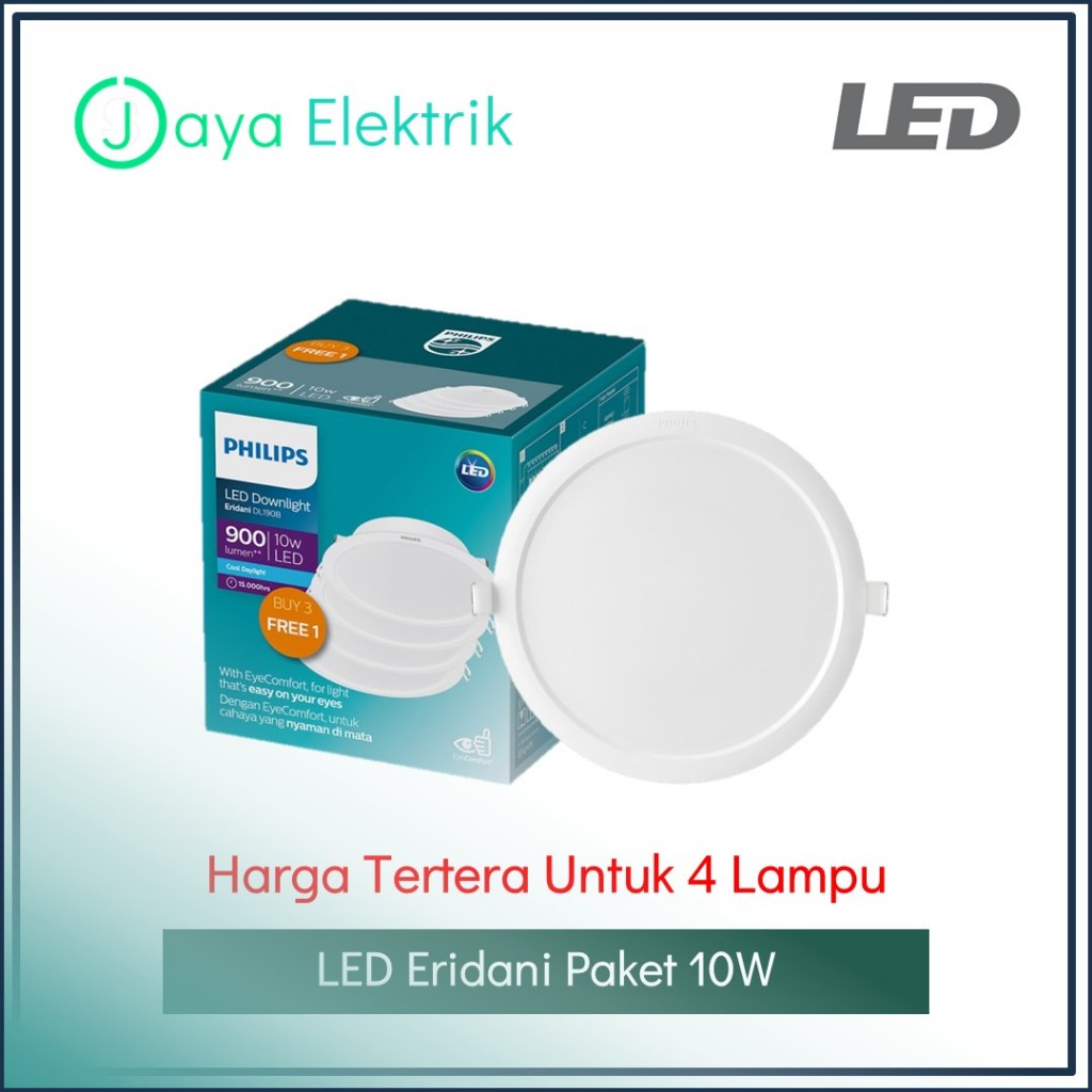 [GROSIR] PHILIPS Eridani Multipack 10W Watt Putih Kuning - Lampu Downlight LED Plafon Paket 4 Lampu
