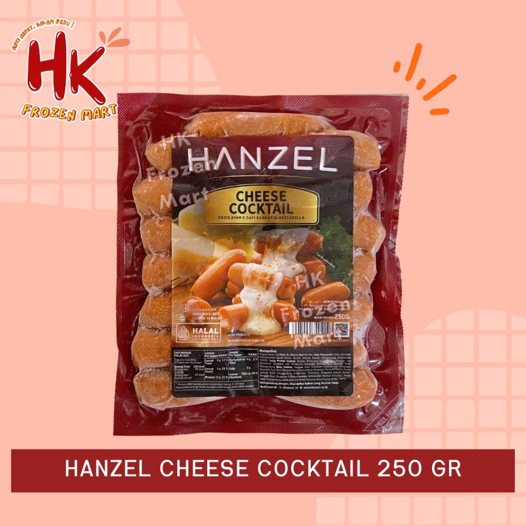 

Hanzel Cheese Cocktail 250gr | Sosis Ayam Sapi isi keju mozzarella kecil HK Frozen Mart