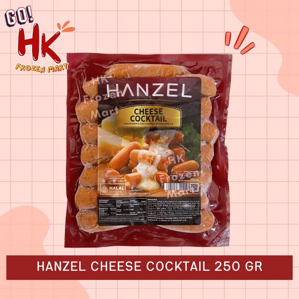 

Hanzel Cheese Cocktail 250gr | Sosis Ayam Sapi isi keju mozzarella kecil HK Frozen Mart