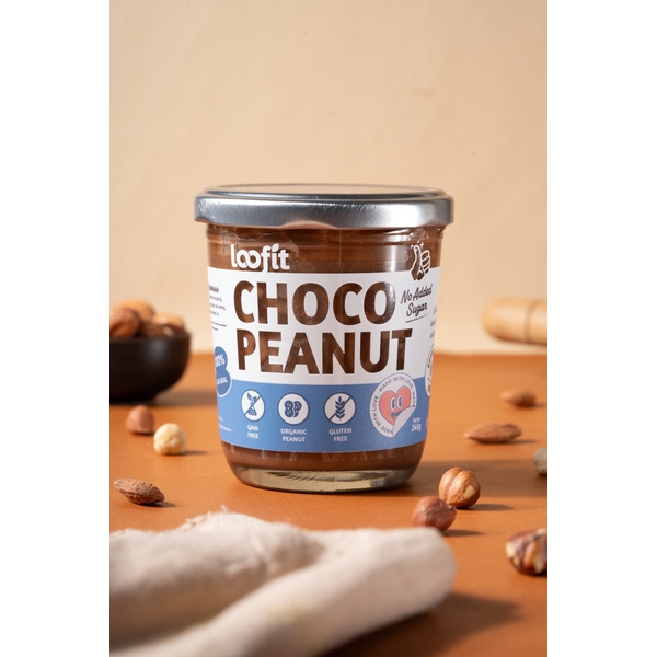 

Loofit Peanut Butter / Selai Kacang Choco Peanut 240g Tanpa Gula Tambahan Lembut Creamy Cokelat