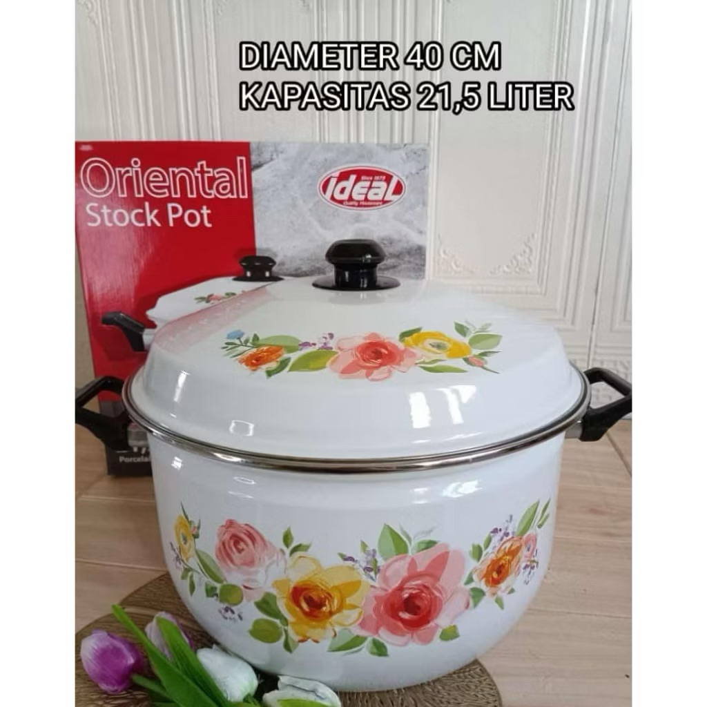 Panci stockpot enamel 40 cm ideal panci oriental besar jadul higenis