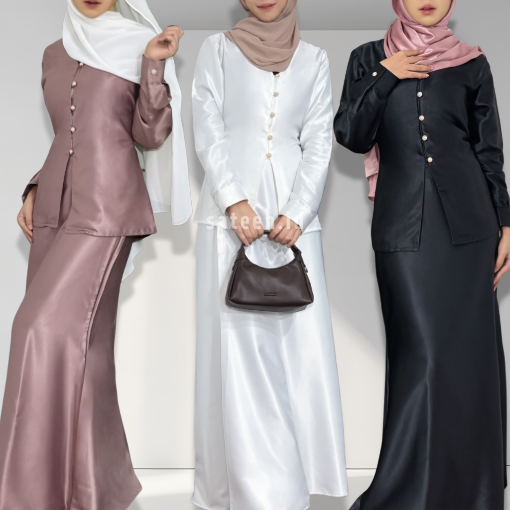 Sateen Davici One Set - Outfit Satin Wanita | One Set Rok Blouse | One Set Satin Silk Premium