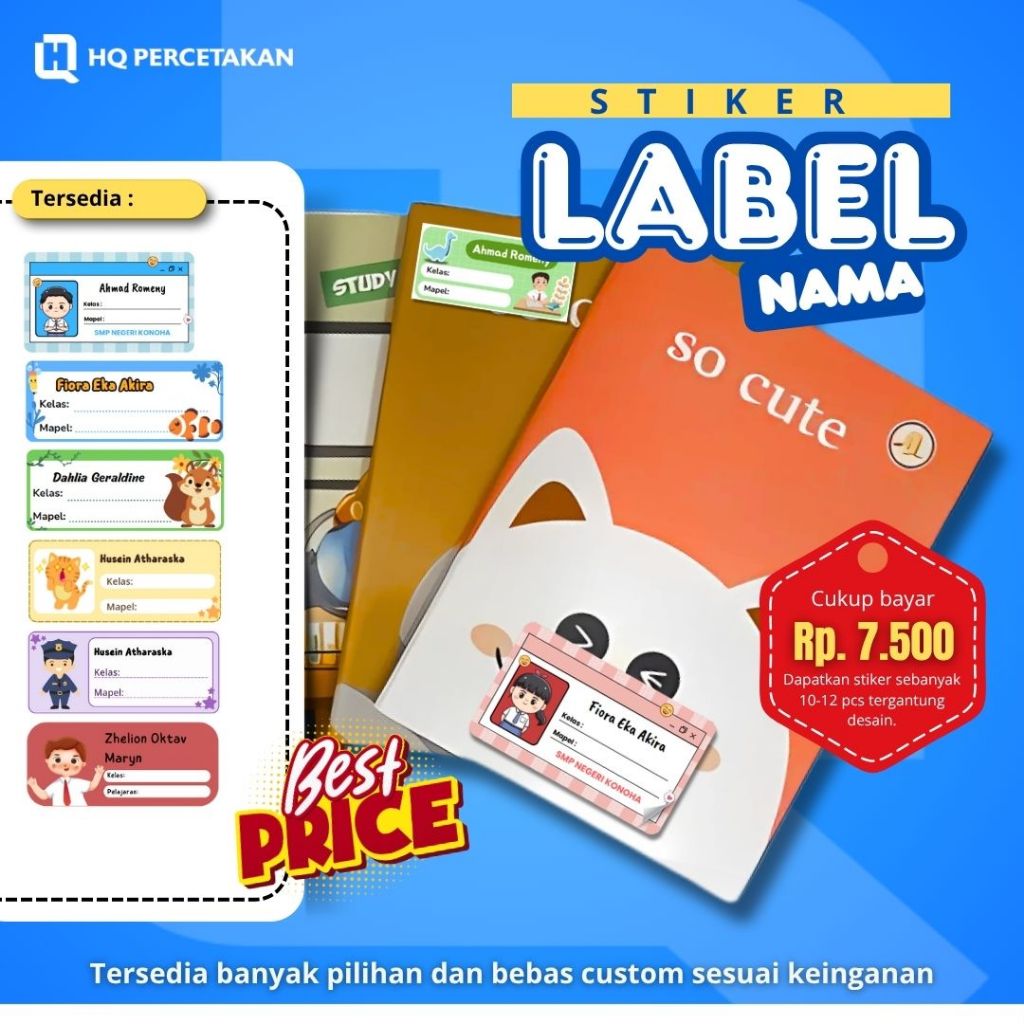 

STIKER NAMA BUKU MAPEL CUSTOME | STIKER LABEL BUKU