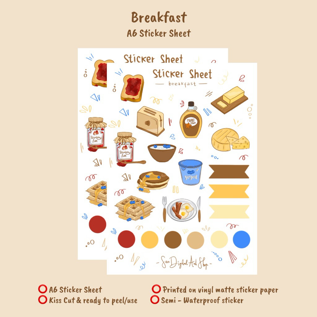 

Breakfast — A6 Sticker Sheet | Vinyl sticker